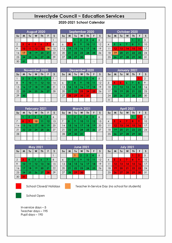 School Holidays 2020/21